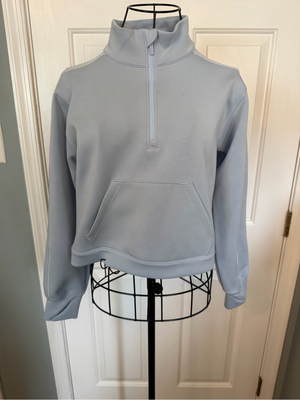 all in motion Light Blue Quarter-Zip Cowl Pullover